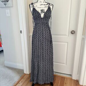 LuLu's Navy Blue Print Tie-Strap Maxi Dress